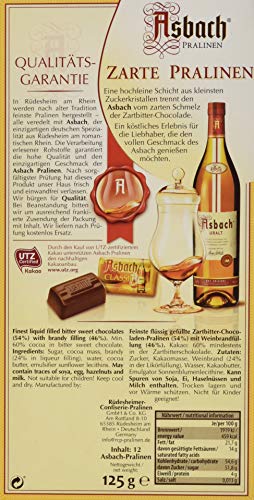 RCP Asbach Zarte Pralinen, Zartbitter-Schokolade, Mit Kruste, Flüssige Füllung, Alkoholhaltig, Tolles Geschenk, 125 g – Bild 3