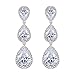 EVER FAITH Women's White Cubic Zirconia Elegant 3 Teardrop Dangle Earrings Wedding Jewelry for Bridal
