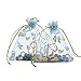Anleolife 3.5x4.5 inch Blue Organza Bags/Jewelry Pouch Bags/Organza Velvet Drawstring Pouches Wedding Favors Candy Gift Bags 100pcs(light blue heart)