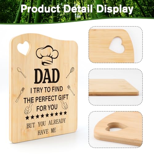 Tulolvae Dad Gifts Fathers Day, Bamboo Chopping Board Father‘s Day Birthday Presents for Daddy, Christmas Thank You Gift for Father from Daughter Son, Valentines Day Home Kitchen Gifts for Men
