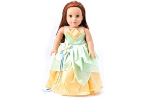 MIKYRA 18-Inch Girl Doll Clothes Princess Tiana Dress Costume Fits 18” Dolls (Tiana)