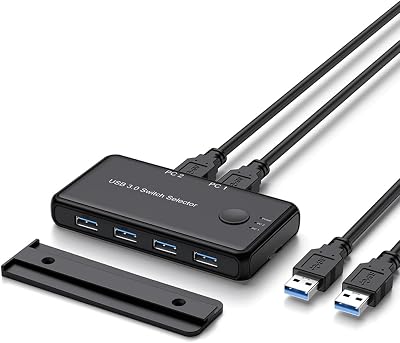 Uinfhyknd USB 3.0 KVM Switch for PC Keyboard Mouse Printer 2 Computers Sharing