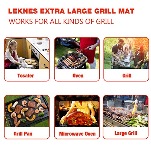Grill Mat Set of 3, 23.6" x 15.7", Non-Stick BBQ Grill Mats Baking Mats & Oven Liner- FDA-Approved, PFOA Free, Reusable and Easy to Clean - Works on Gas, Charcoal, Electric Grill and More - Thumbnail 6