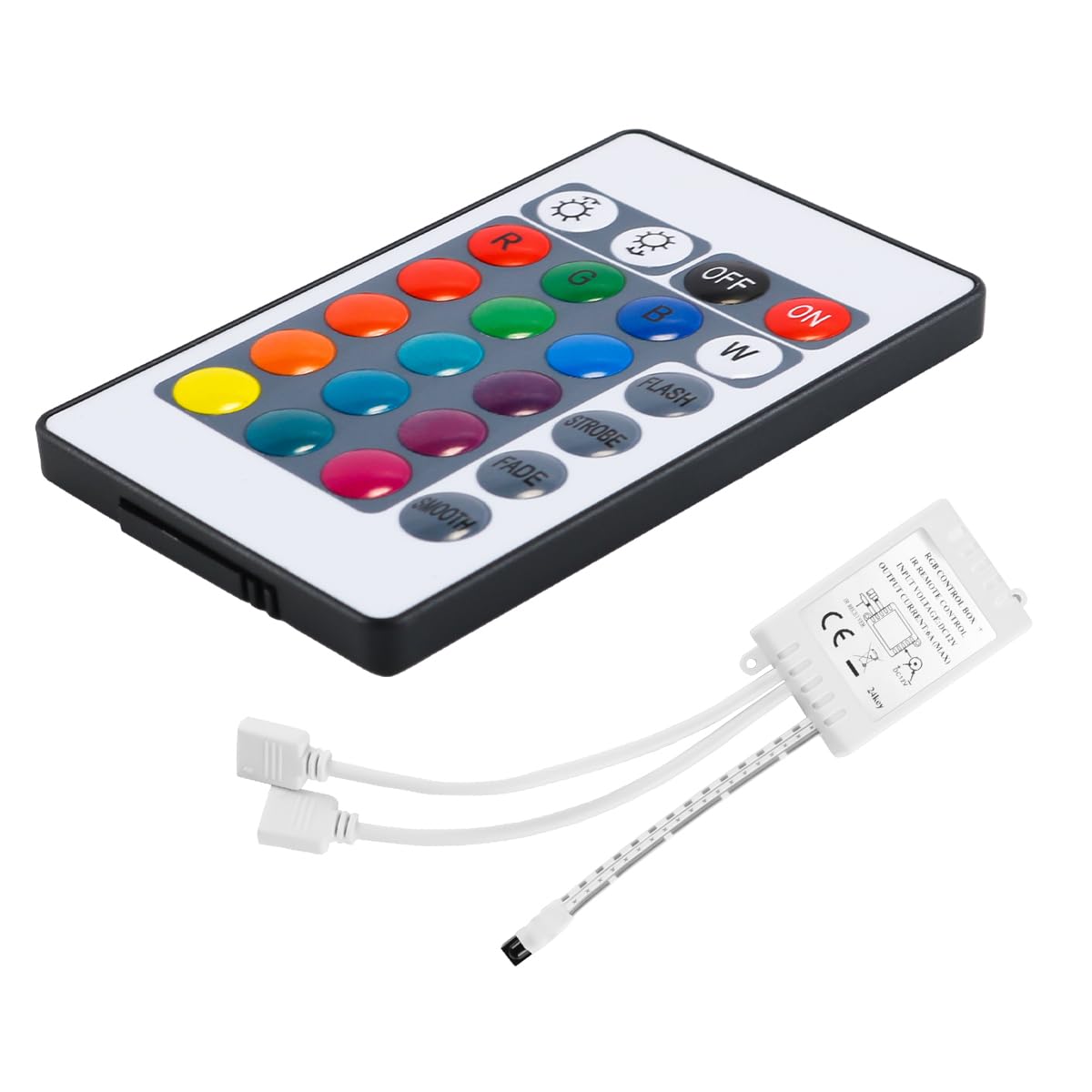 WANGCL 2PCS 24 Keys Wireless IR Remote Controller with Receiver LED Strip Controller RGB Controller for 3528 5050 SMD RGB LED Strip Lights
