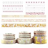 Valentine's Day Gifts SUBCLUSTER Set of 12,Rose Gold Foil Washi Tape Set Gold Stickers Collection for DIY Scrapbooking Bullet Journal, Planner, Arts & Craft Gift Wrapping Tapes 12 Rolls