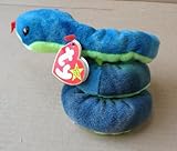 TY Beanie Babies Hissy the Snake Stuffed Animal Plush Toy - 3 inches tall - Blue and Green