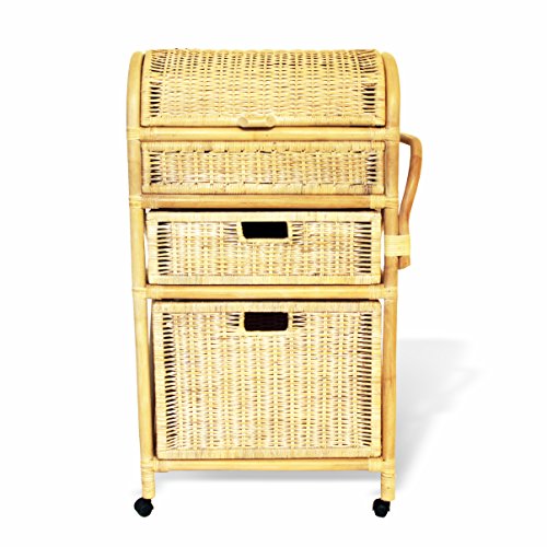 Natural Rattan Wicker Drawer Chest One Handle Laundry Basket Hamper