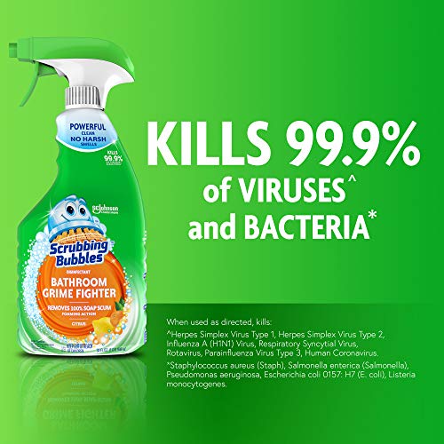 Scrubbing Bubbles Bathroom and Shower Cleaner Disinfectant Spray, Foaming Action Bathroom Grime Fighter, Citrus Scent, 32oz