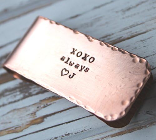 FREE SHIPPING. Hand Stamped Money Clip. Credit Card Holder. Copper or Silver Aluminum. Personalized Custom - Groomsman. Fathers Gift