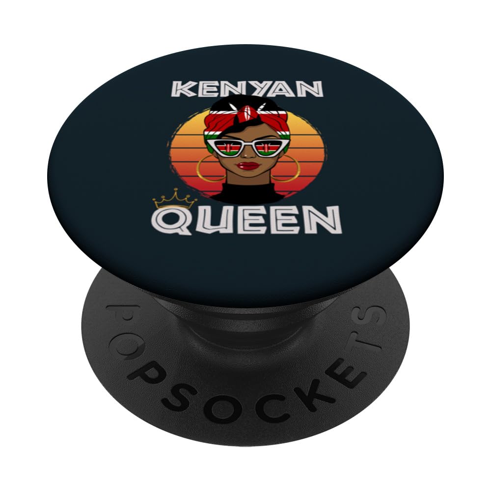 Kenyan Queen African Queen Kenya Flag Kenyan Women Girls PopSockets Swappable PopGrip