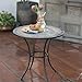 Contemporary Round Outdoor Bistro Table Mosaic Design Table Top With Steel Legs Framed With Black Finish