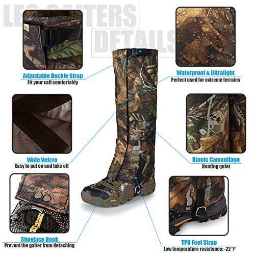 Peakit Hunting Leg Gaiters Waterproof Boot Gaiters Snow Shoe Cover for Men and Women, Camo Gaiters Against Snake Bug Mud Dirt