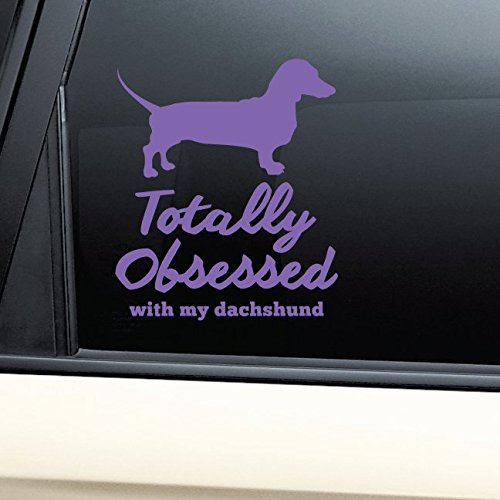 Totally Obsessed With My Dachshund Vinyl Decal Laptop Car Truck Bumper Window Sticker (Purple)