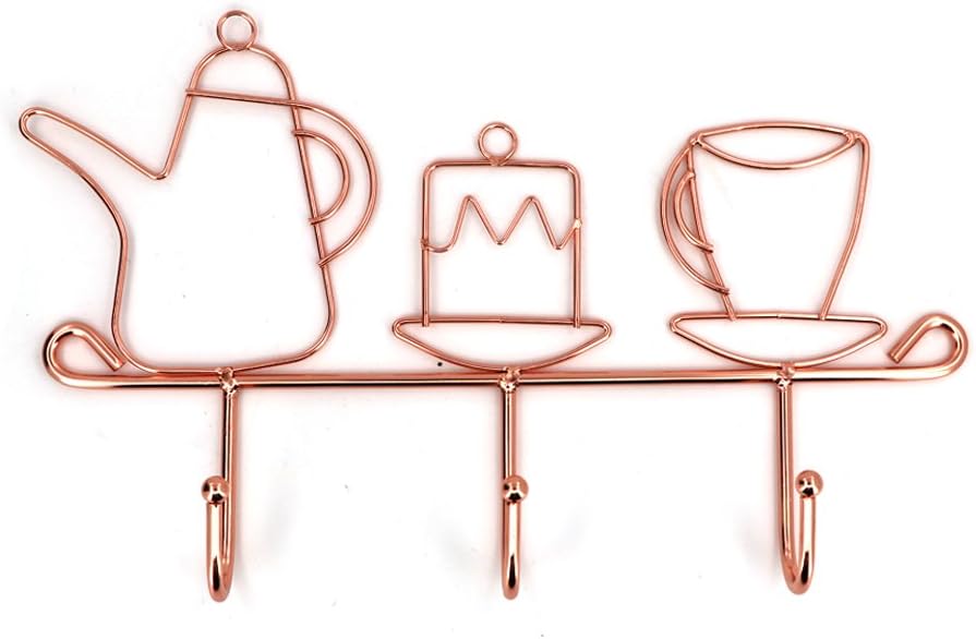 OMMITO Hooks Rack Hanging,Kitchen Home Restaurant Keys Coats Cups Decorative Rose Decor Wall Mounted Hanging
