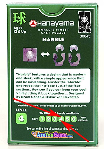 MARBLE Hanayama Cast Metal Brain Teaser Puzzle