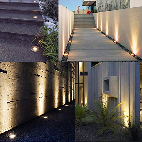 Low Voltage Landscape Lights, ALOVECO 12V-24V in Ground Well Lights 3W COB IP67 Waterproof LED Landscape Lighting for Indoor Outdoor Step Deck Yard Garden Patio, Warm White (4 Pack)