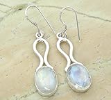 12.00ctw, Genuine Rainbow Moonstone & 925 Silver Plated Dangle Earrings Made By Sterling Silver Jewelry