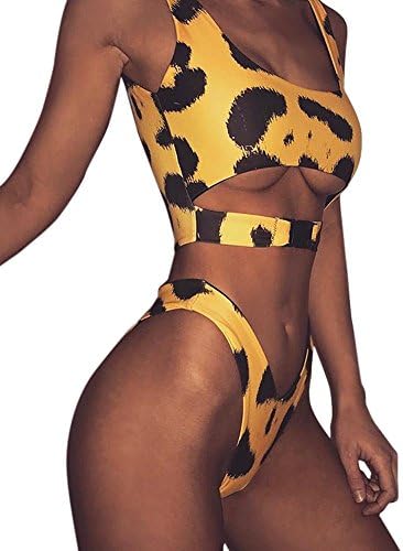 Women Buckle Leopard Bikini Push-Up Padded Swimwear Bathing Swimsuit Beachwear