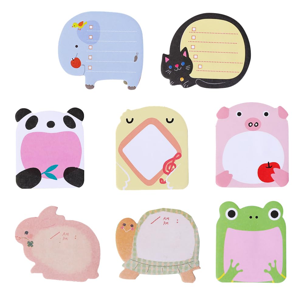 XHNFCU 24 Pack Cute Animals Sticky Notes Cartoon Self Sticky Notes Set Novelty Animals Shaped Sticky Notes, Pupils Children Gifts, Party Bags Fillers for Kids, Sticky Notes for Home, Office, School