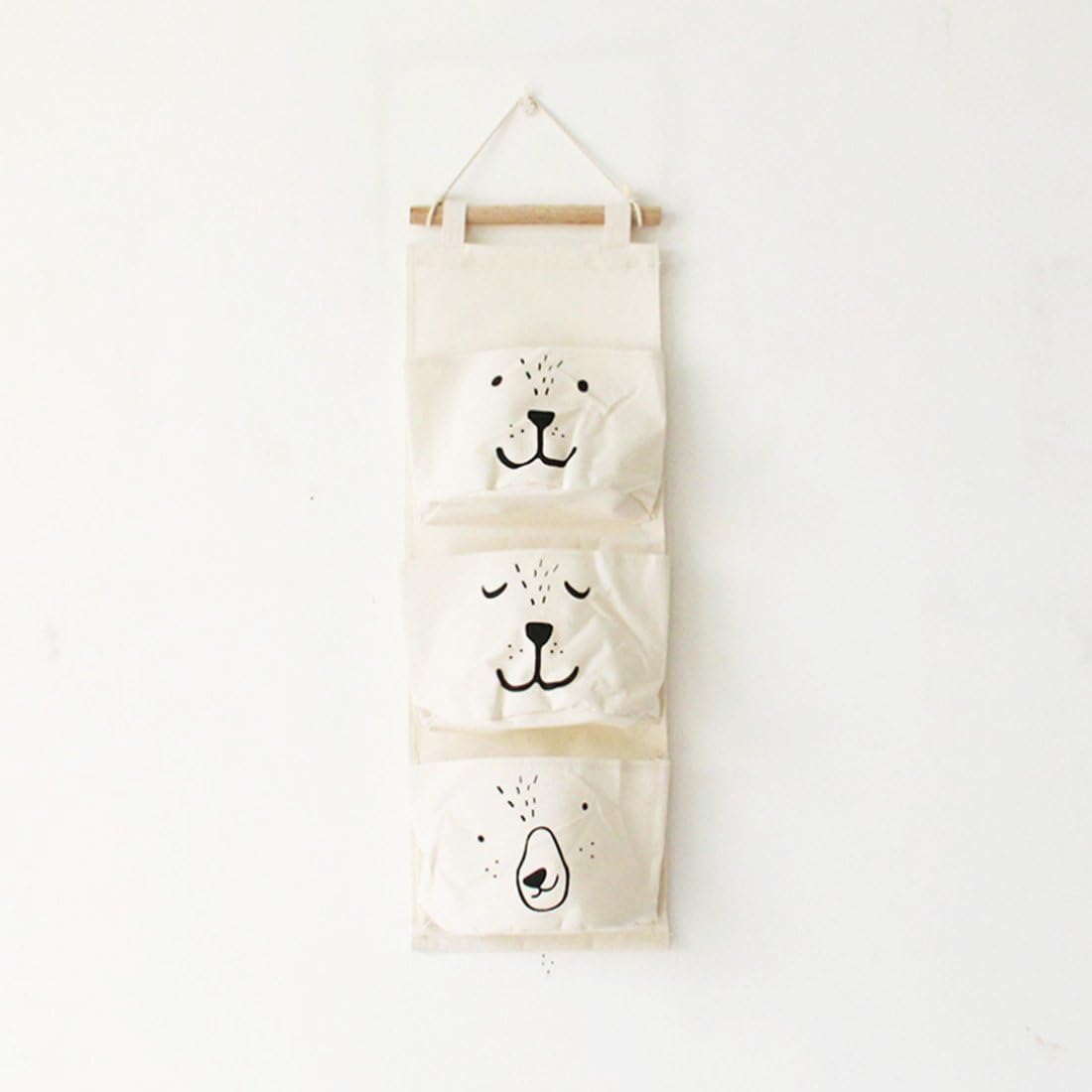 JameStyle26Storage Bag Organiser to Hang Up with 3 Pockets Children's Room Living Room Bears