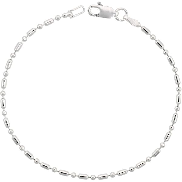 Sterling Silver Ball Chain Necklace – 1.8mm Bead, 24", Nickel-Free Made In Italy, Lobster Clasp
