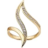 BlingNook Cubic Zirconia Rings For Women, Trendy Gold Plated Infinity Twisted Wave Design Stackable Statement Engagement Ring Wedding Jewelry Promise Gift