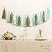 Ling's moment 18 PCS Tassel Banner, Pack of 2, Tissue Paper Tassel Pompoms for Party Wedding Backdrop Baby Shower Nursery Christmas Birthday, DIY Kits - (Matte Gold + White + Blue)