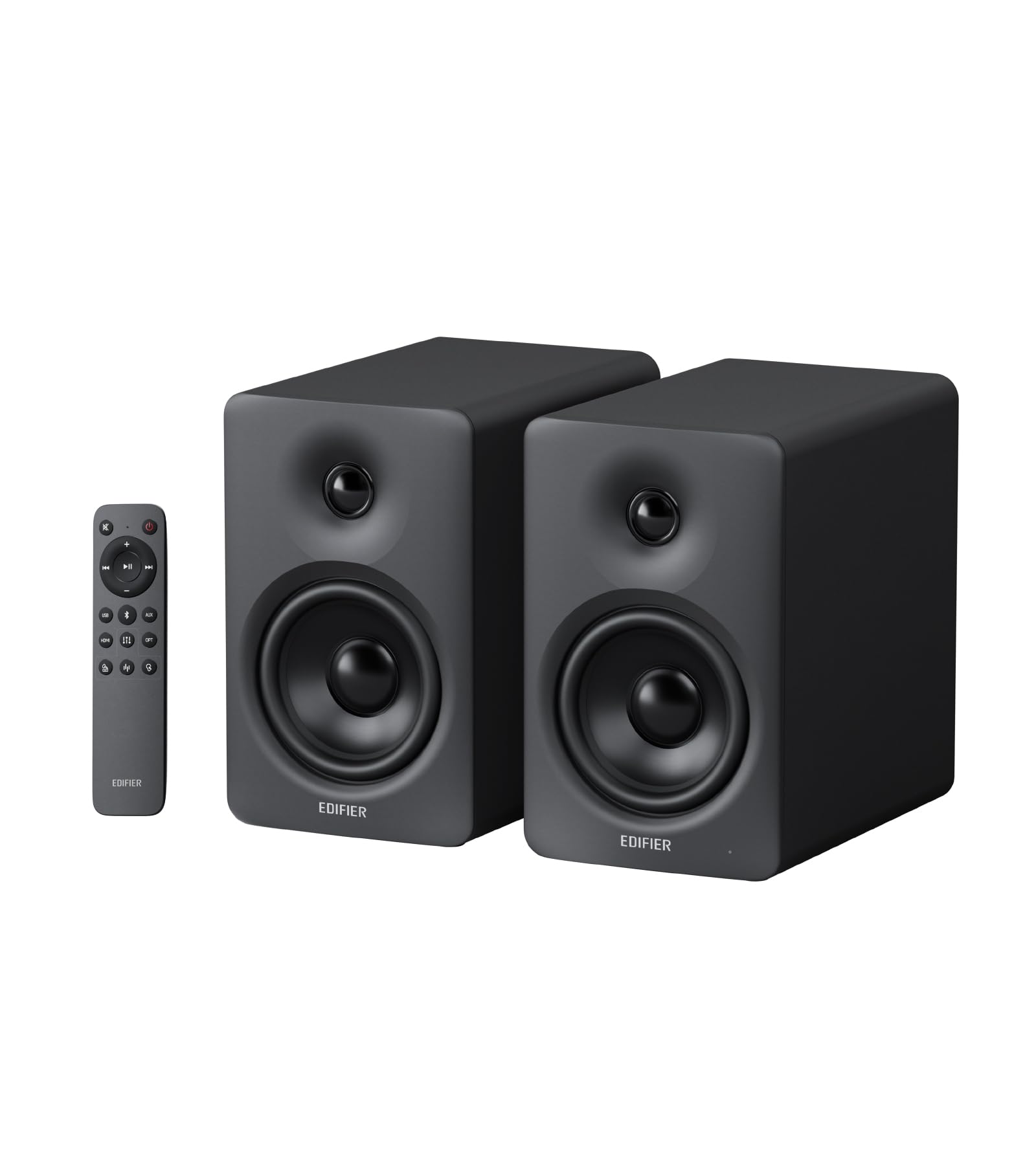 Edifier M90 Regal-Lautsprecher, 100 W RMS Desktop-Lautsprecher, Hi-Res-Audio, LDAC, Bluetooth 6.0, kompakter Lautsprecher, HDMI eARC/optischer/USB-C/AUX-Eingang, SUB Out, Aktivlautsprecher – Schwarz