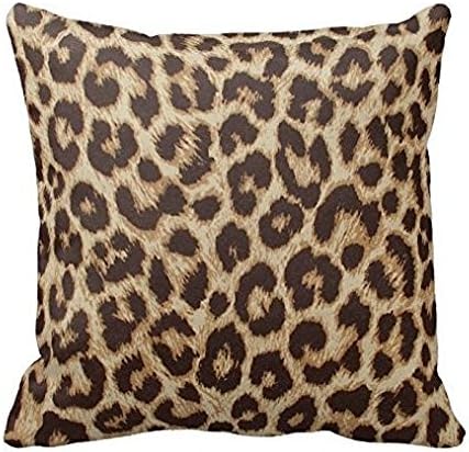 Yqy Classic Brown Leopard Print Decorative Square Throw Pillow Case Cover Animal Pattern Zippered (45cm x 45cm,two Sides)