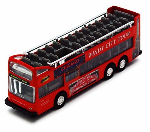 Showcasts Chicago Sightseeing Double Decker Bus Open Top, Red 2168CG - 6 Inch Scale Diecast Model Replica, but NO BOX