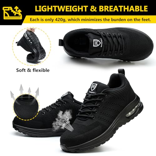 Baofular Safety Trainers Men Womens Steel Toe Trainers Lightweight Comfortable Safety Shoes Work Trainers Non Slip & Breathable