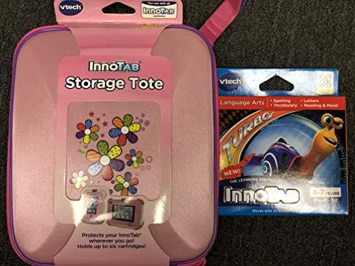 MobiGo Vtech InnoTab Learning Tablet Bundle Includes: InnoTab Turbo 5 Language Arts Game, InnoTab Storage Tote (Pink) & $20 Download Card, Vreader, or InnoTab Systems (Bundle Five)