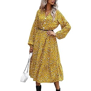 XYJD Lente en Zomer Dames Casual Losse Lange Luipaardprint Lange Lange V-hals Trui Jurk Vrouwen