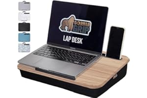 GORILLA GRIP Laptop Lap Desk with Phone Holder, Pillow Cushion Desks Fit Laptops up to 15.6", Tray Ledge Keep Computers in Pl
