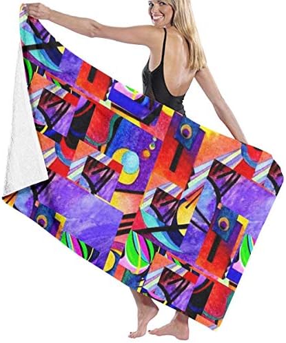 Losha Purple Kandinsky Collage Bath Towels,Hand Towel,Maximum Softness High Absorbency Fade Resistant Towels