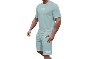 Ryehack Men's 2 Piece Outfits Short Sleeve Crew Neck Summer T Shirt and Drawstring Casual Track Shorts Sportswear Sets