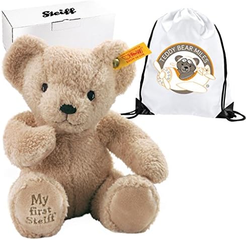 Highest Quality Authentic Steiff My First Beige Bear 24 cm and Reusable Gift Bag - Bedroom Accessory - Infants Newborn New Arrival Baby Boy Boys Girl Girls Kids Children Child Toddler Keepsake Gift Present Idea - Suitable From Birth