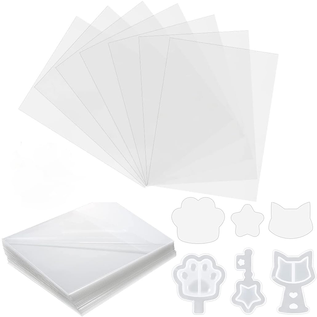 iSuperb 50 Sheets Thin Plastic Stickers Rectangular Sealing Protective Film PET Transparent Free Cutting for Silicone Resin Molds Making Quicksand Pendant Jewelry Decoration DIY Crafts