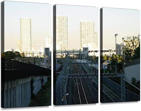 Amazon 線路 みなとみらい みなとみらい 線路 神奈川 鉄道 ビル 横浜 Minatomirai Kanagawa Train Building Yokohama 絵画 アートパネル キャンバス 壁掛け インテリア アートパネル ウォールアート ポスター 壁掛け モダン アート オフィス リビング 玄関 アート