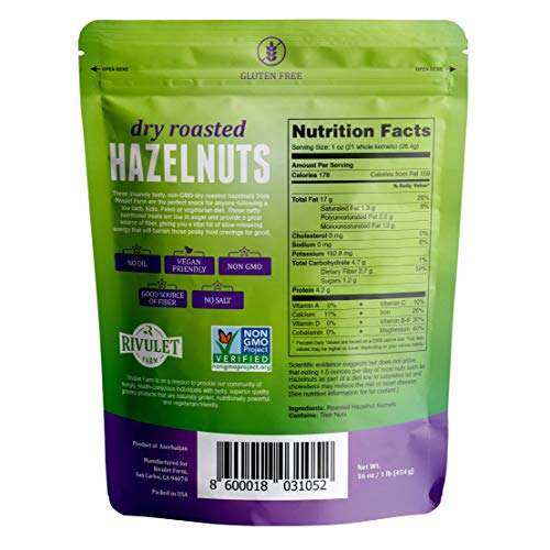 Dry Roasted Hazelnuts by Rivulet Farm - 16oz - Unsalted - Tasty & Snacks for Keto, Paleo, or Vegetarian Diet… - Image 3
