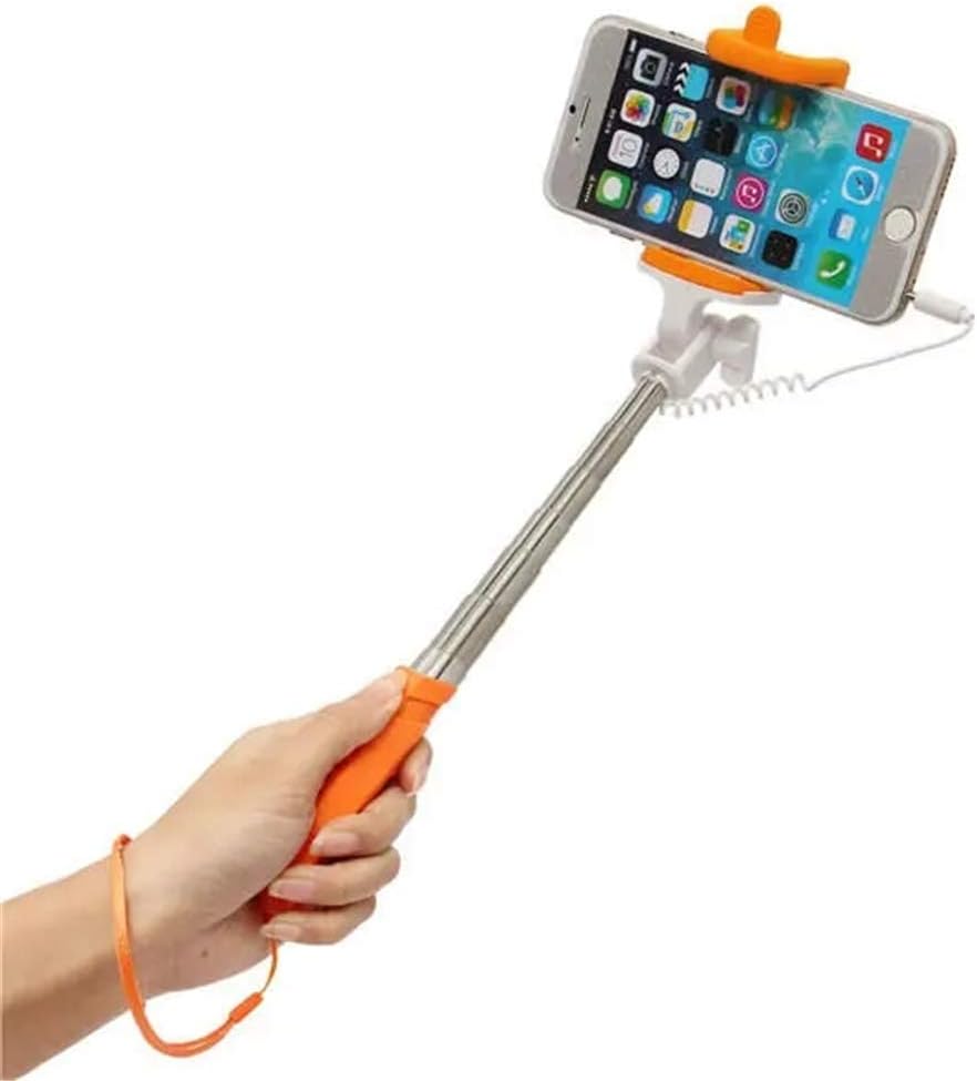 Protable Selfie Stick Holder for Travel Extendable Handheld Selfie Stick Wired Remote Shutter Monopod for iPhone 6s Cell Phone - Orange (Color : Orange, Size : 6-8cm)