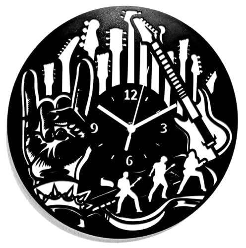 Instant Karma Clocks | Rock Guitar Wall Clock – Silent Non-Ticking Quartz – Wall Decoration for Music Lover, Band Studio, Rehearsal Room, Rock Bar, Guitarist Gift