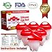 Egg Cooker Cups - for Hard and Soft Boiled Eggs Without Shells. Set of 6 Made from Non-Stick, BPA Free Silicone. As Seen on TV. Easy to Use. Bonus Recipe eBook. Delicious Healthy Egg Dishes Every Time