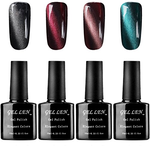 Gellen Fashion 3D Magnet Cat Eye Gel Nail Polish Set - Classic Elegance Series,4 Colors Nail Art Home Gel Manicure