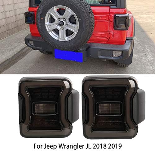 Smoked LED Tail Lights For Jeep Wrangler JL 2018 2019 2020 Led Taillights Tail Light LED Rear Brake Light(Black Housing Smoke Lens)with USA Version