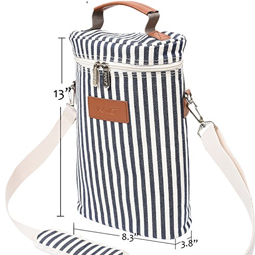 image for Kato Insulated Wine Tote Bag - 2 Bottle Travel Padded Wine/ Champagne 