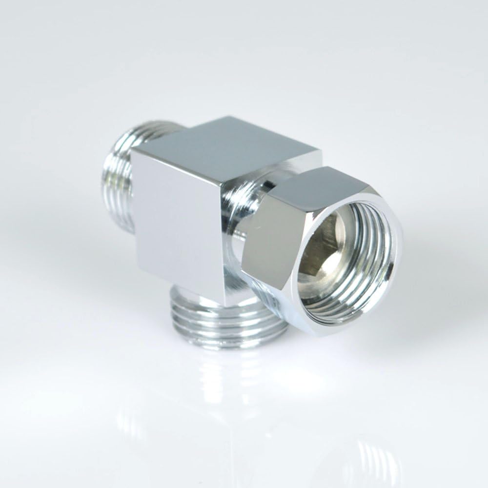 3-Way Brass Shower Diverter Valve – G1/2 Fittings, Solid Brass Body, Chrome Plated, Swivel & Lock – For Overhead + Handheld Shower Heads