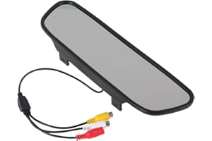 PONPY 5" TFT Color LCD Screen 2 Video Input Car Rear View Mirror Monitor Vehicle Parking in-Mirror Monitor for DVD/VCR/Car Reverse Camera