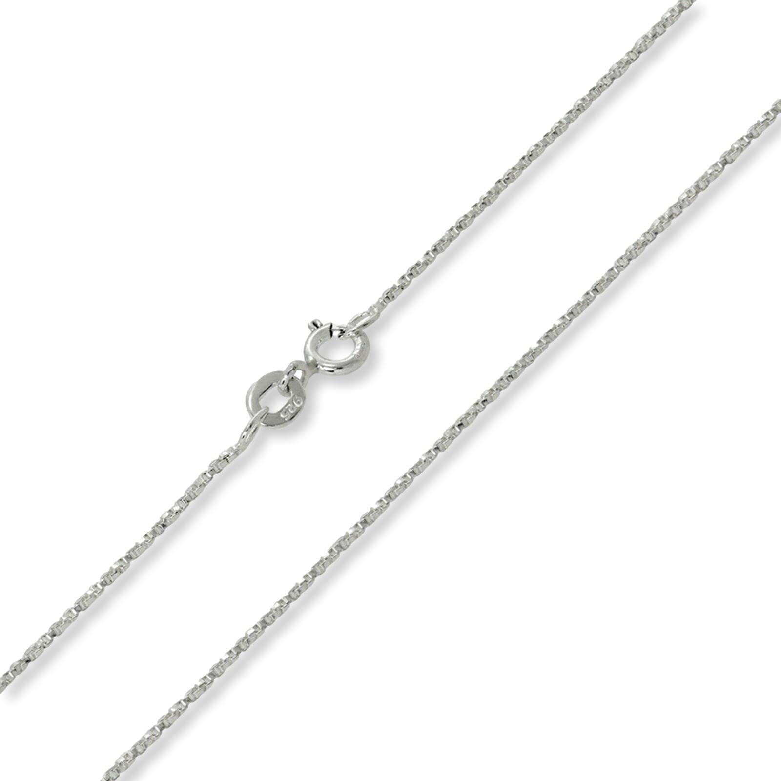 Designer Inspirations Boutique 16" Inch Sterling Silver 0.8 mm Wide Twisted Venetian Square Link BOX CHAIN Necklace for Women Men Girls Unisex - Trace/Thin/Fine Silver Chain - Weight: 1.2 Grams — image 1