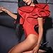 Women Summer Irregular Ruffles Sleeveless One Piece Bodysuit Leotards Rompers (S, Red-2)